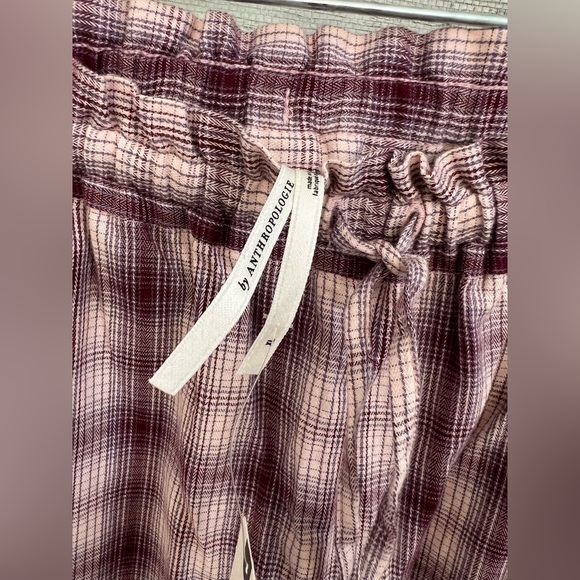 NWT new XL Anthropologie flannel parachute pajama bottoms pants plaid mauve - Picture 7 of 17